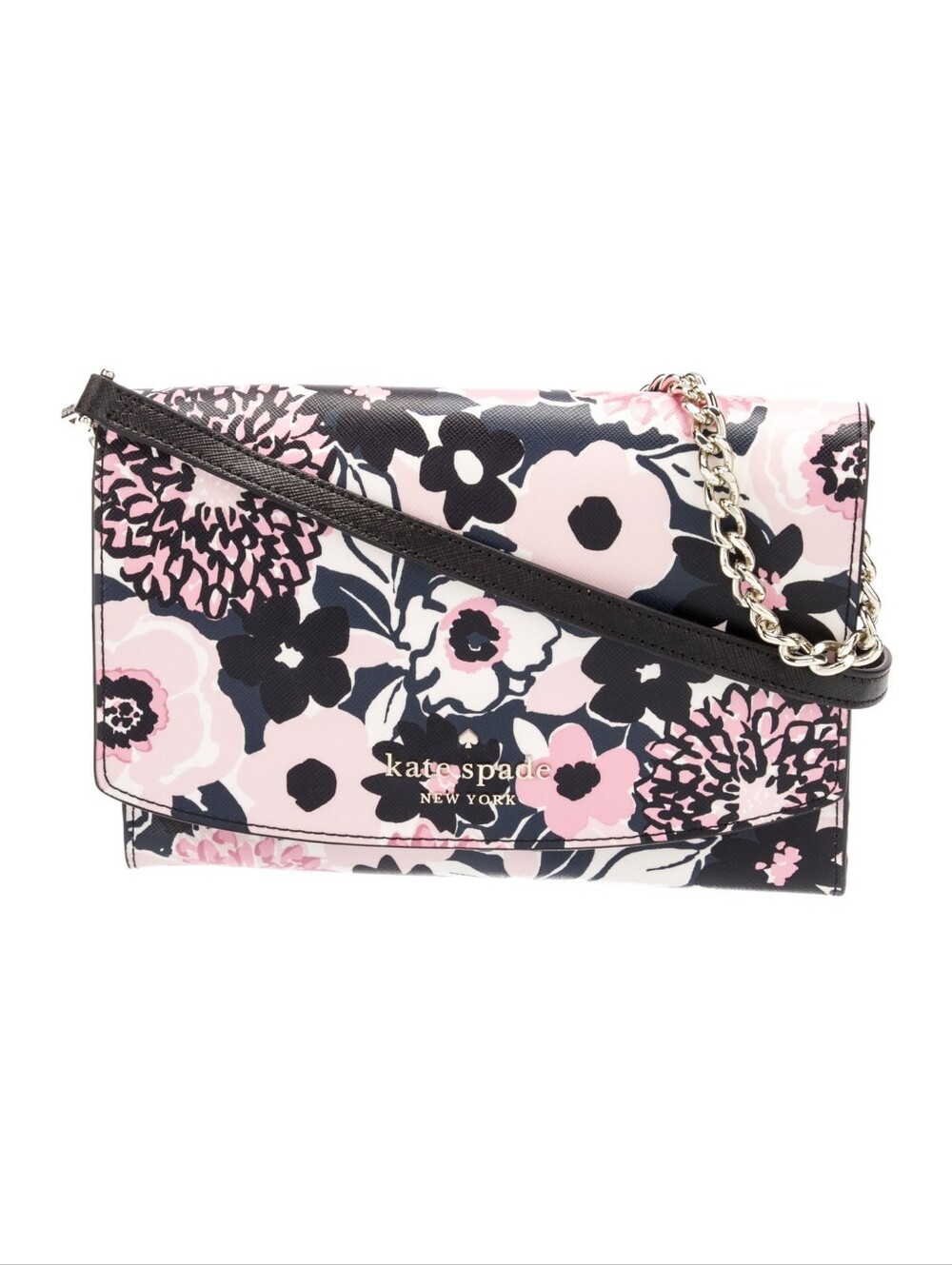 Kate Spade Pink & Black Dahlia Floral Leather Convertible Crossbody NWT